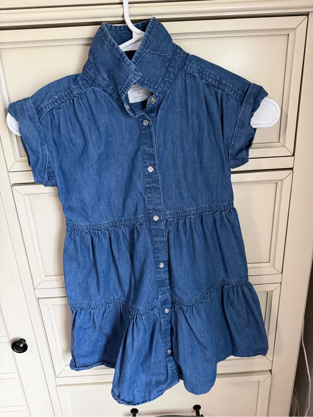 Crewcuts Denim Blue Tiered Button-Front Dress